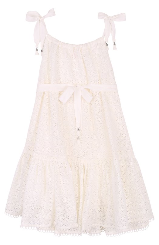 Кружевное платье из смеси хлопка и шелка с поясом Zimmermann 2907617