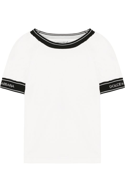 Хлопковая футболка с контрастными манжетами Dolce&Gabbana 2918278