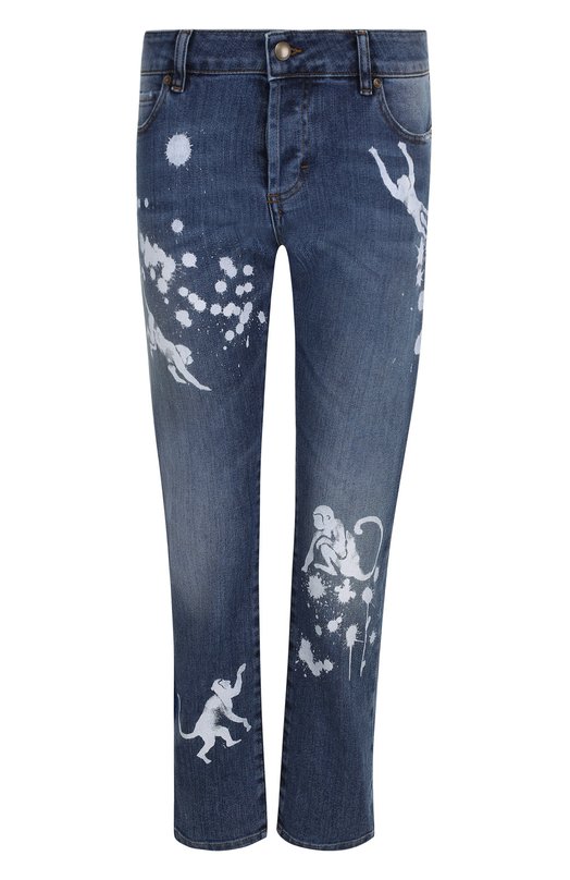 Укороченные джинсы прямого кроя с потертостями REDVALENTINO 