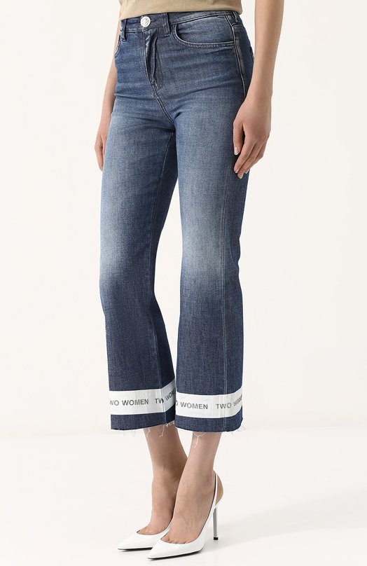 Укороченные расклешенные джинсы с потертостями Two Women In The World 