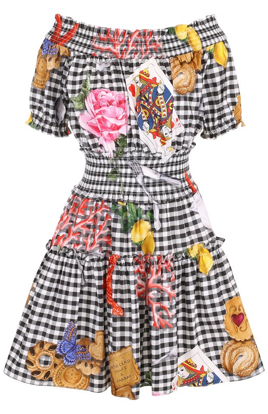 Приталенное мини-платье с открытыми плечами Dolce&Gabbana 