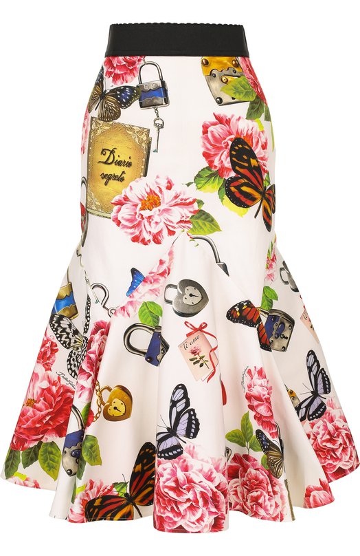 Расклешенная юбка-миди с ярким принтом Dolce&Gabbana 