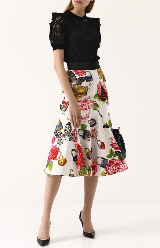 Расклешенная юбка-миди с ярким принтом Dolce&Gabbana 