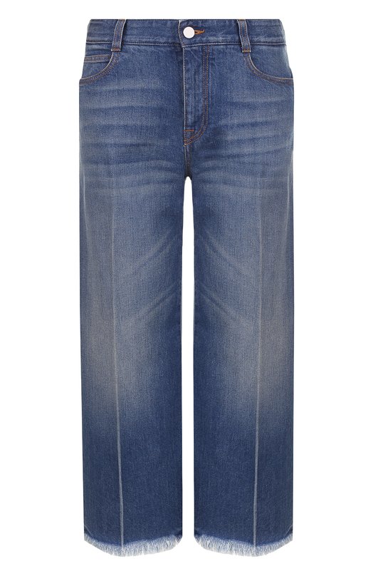 Укороченные расклешенные джинсы с потертостями Stella Mccartney 