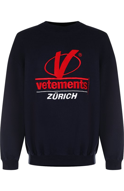 Хлопковый свитшот с логотипом бренда VETEMENTS 