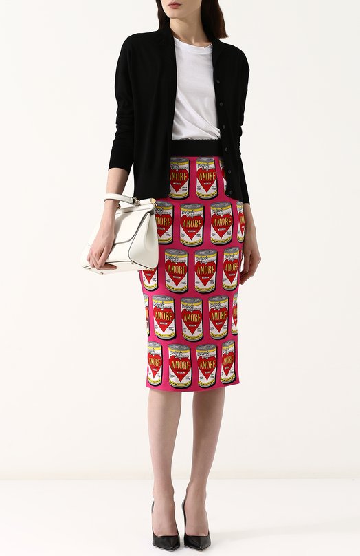 Шелковая юбка-карандаш с принтом Dolce&Gabbana 