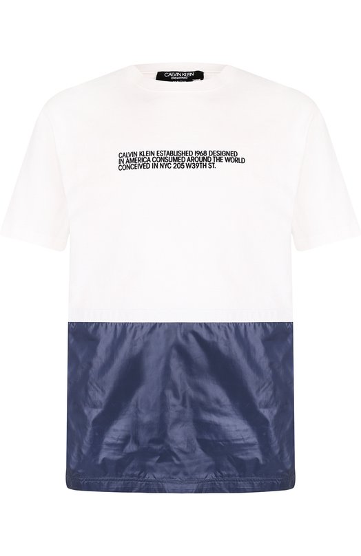 Хлопковая футболка с контрастной отделкой CALVIN KLEIN 205W39NYC 