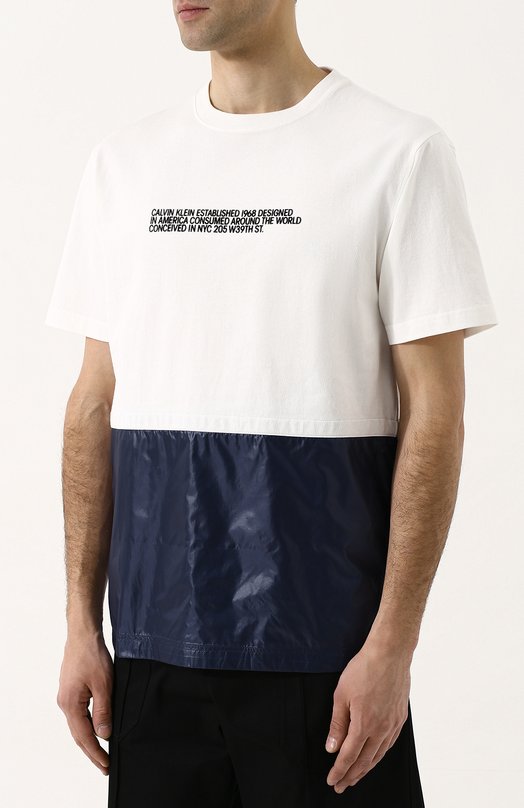 Хлопковая футболка с контрастной отделкой CALVIN KLEIN 205W39NYC 