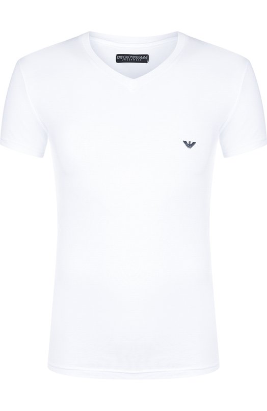 Хлопковая футболка с V-образным вырезом ea7 