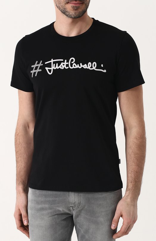 Хлопковая футболка с логотипом бренда Just Cavalli 