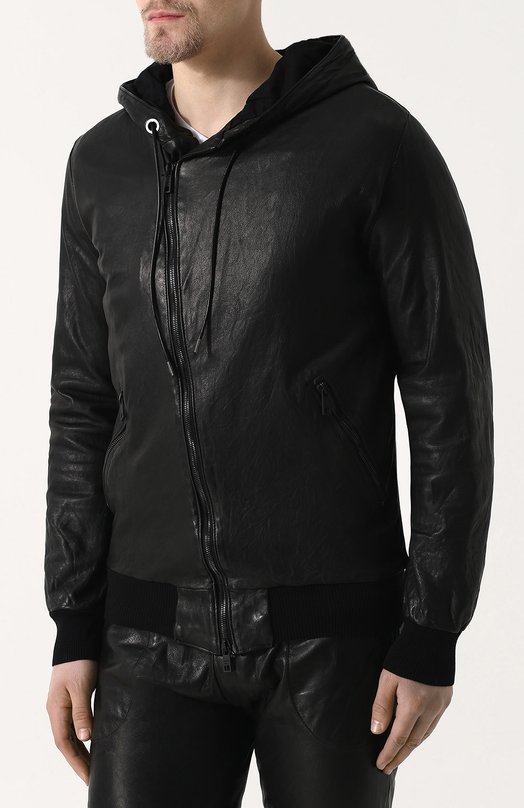 Кожаная куртка на молнии с капюшоном GIORGIO BRATO 