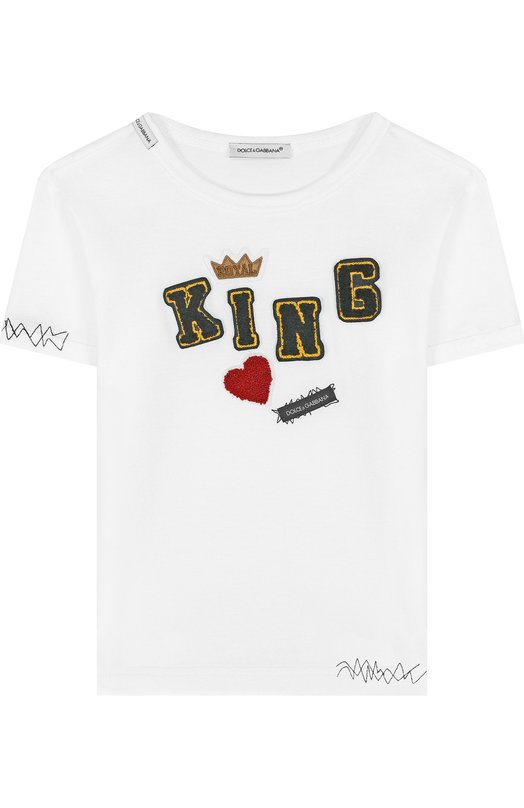Хлопковая футболка с нашивками Dolce&Gabbana 3020422