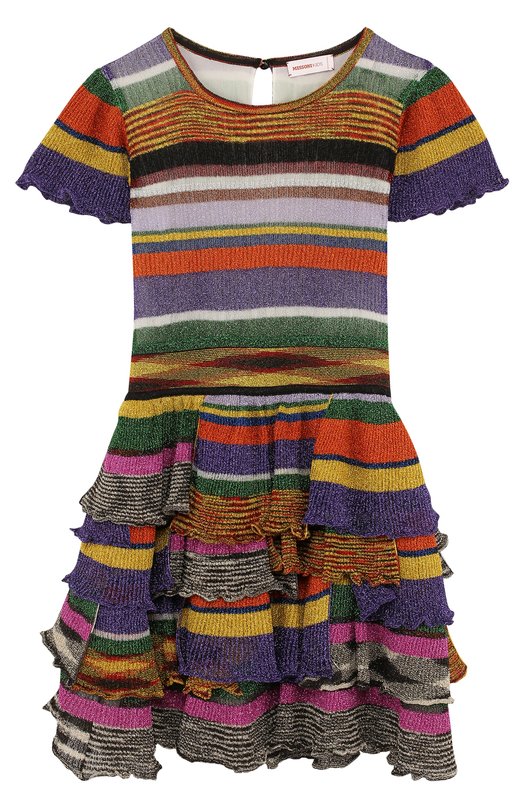 Приталенное платье-миди с металлизированным принтом и оборками на юбке Missoni 3035227