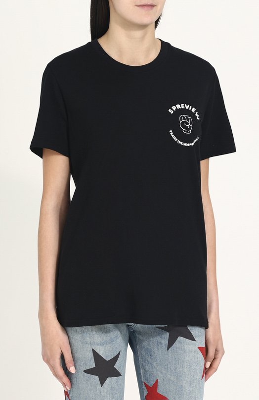 Хлопковая футболка с круглым вырезом и надписью 5PREVIEW 