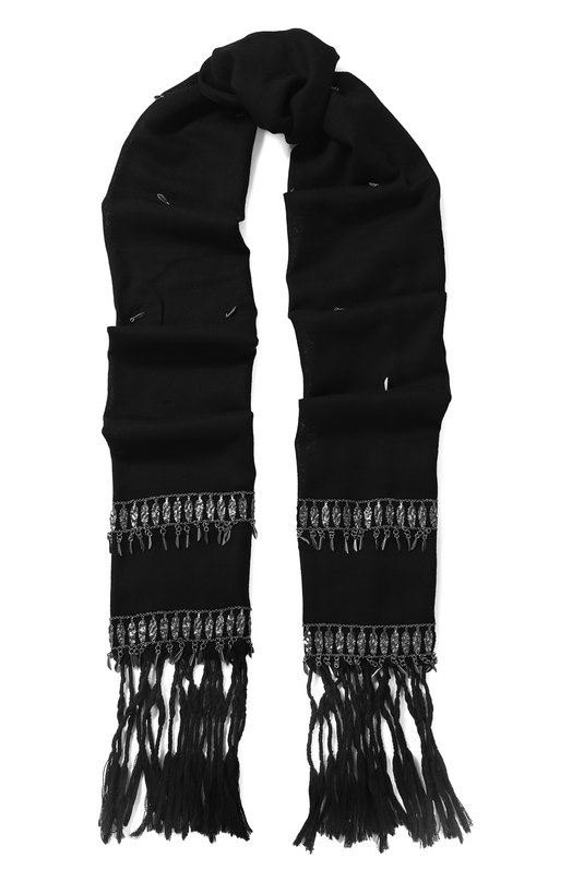 Шерстяной шарф с бахромой и отделкой Yves Saint Laurent 