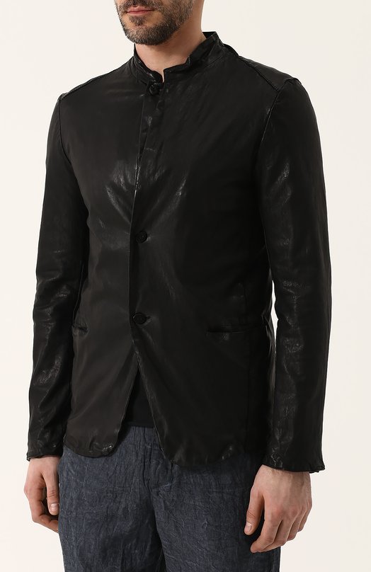 Однобортный кожаный пиджак SALVATORE SANTORO 