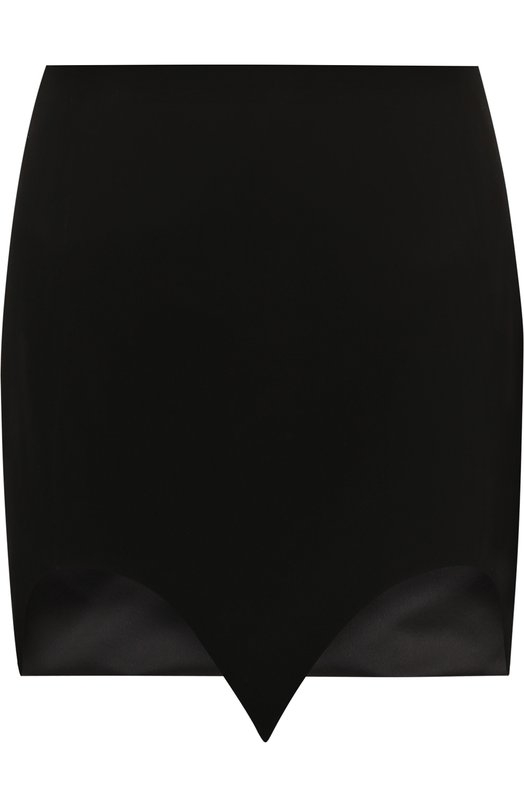 Однотонная мини-юбка с фигурным подолом Yves Saint Laurent 