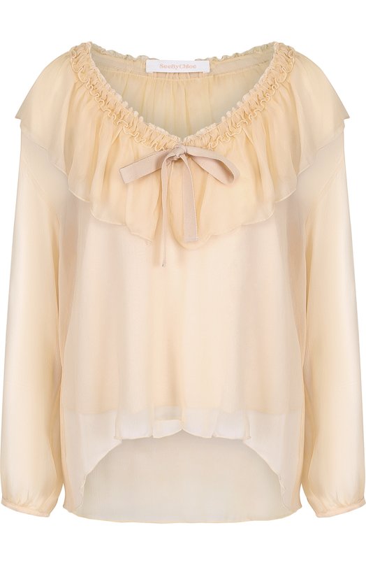Шелковая блуза свободного кроя с оборкой See by Chloe 