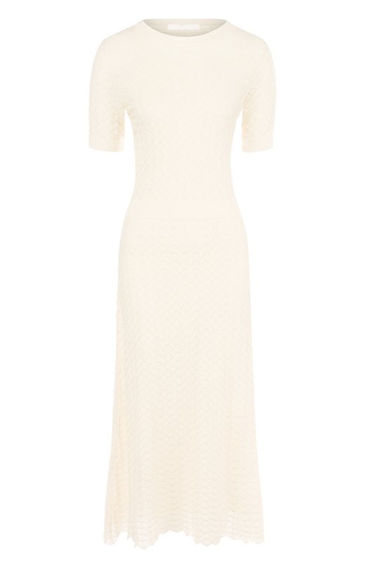 Приталенное вязаное платье-миди с коротким рукавом BOSS