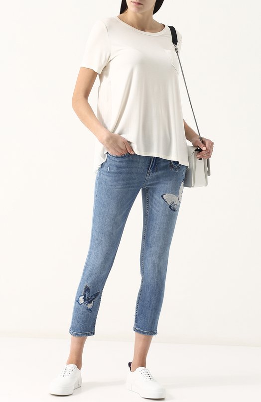 Укороченные джинсы-скинни с вышивкой DKNY Jeans 