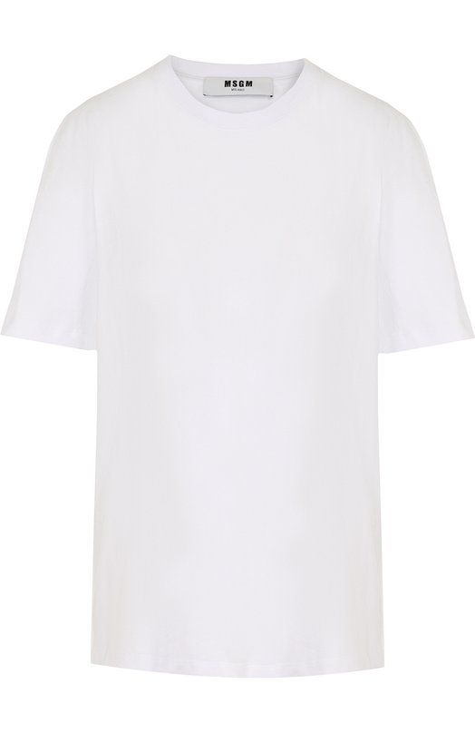 Хлопковая футболка с круглым вырезом и принтованной спинкой MSGM 