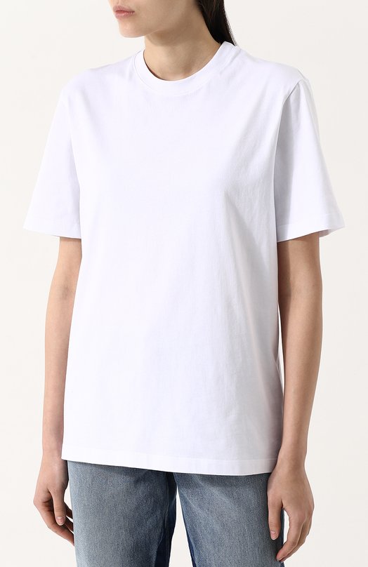 Хлопковая футболка с круглым вырезом и принтованной спинкой MSGM 
