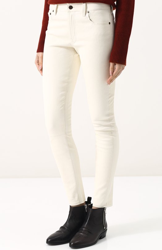Укороченные кожаные брюки-скинни Polo Ralph Lauren 