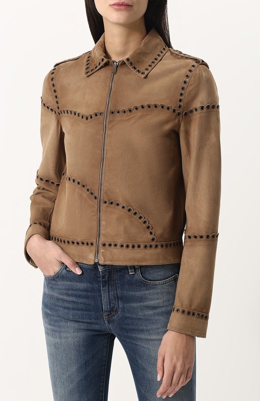 Замшевая куртка с отложным воротником Yves Saint Laurent 
