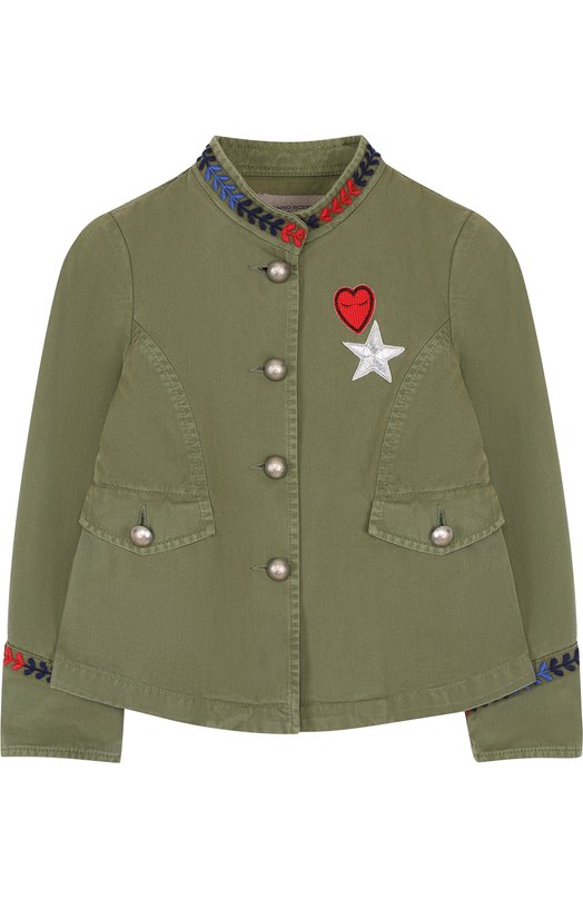 Хлопковая куртка с вышивкой и воротником-стойкой ERMANNO SCERVINO 3142565