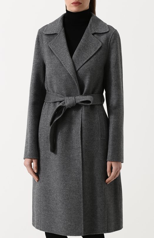 Однотонное пальто из смеси шерсти и кашемира с поясом Windsor 