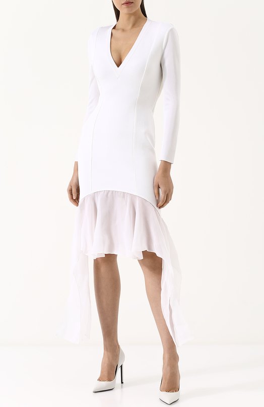 Приталенное мини-платье с полупрозрачной оборкой Givenchy 