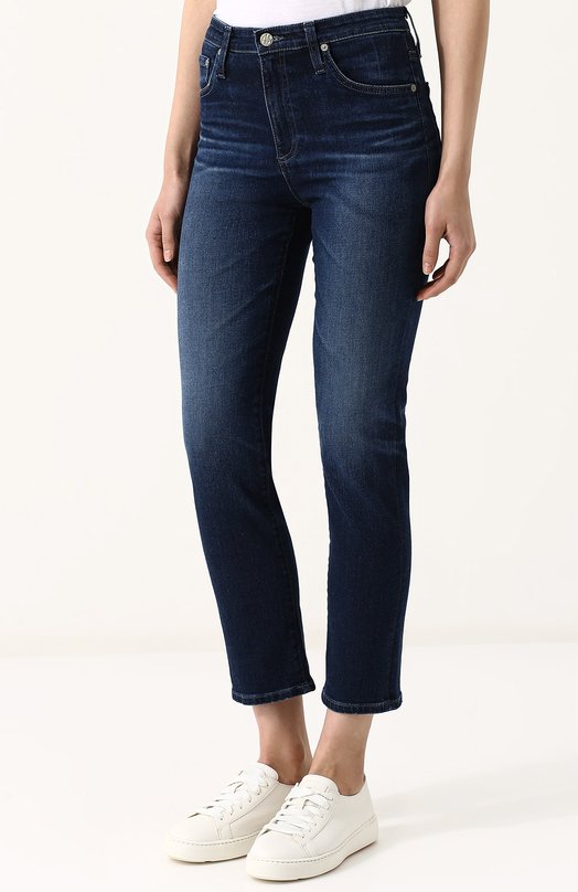 Укороченные джинсы прямого кроя с потертостями AG 