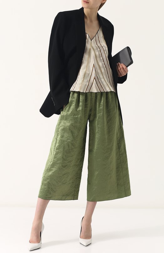 Укороченные расклешенные брюки с эластичным поясом FORTE_FORTE 