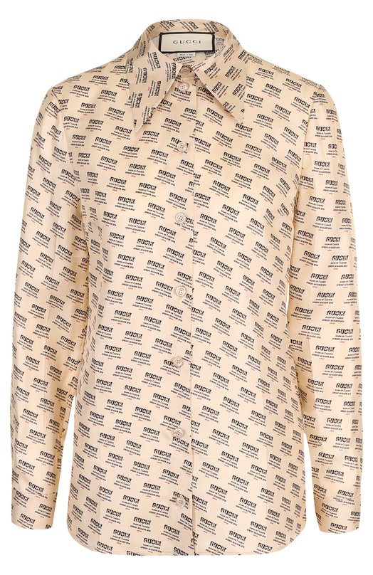 Шелковая блуза прямого кроя с логотипом бренда Gucci 