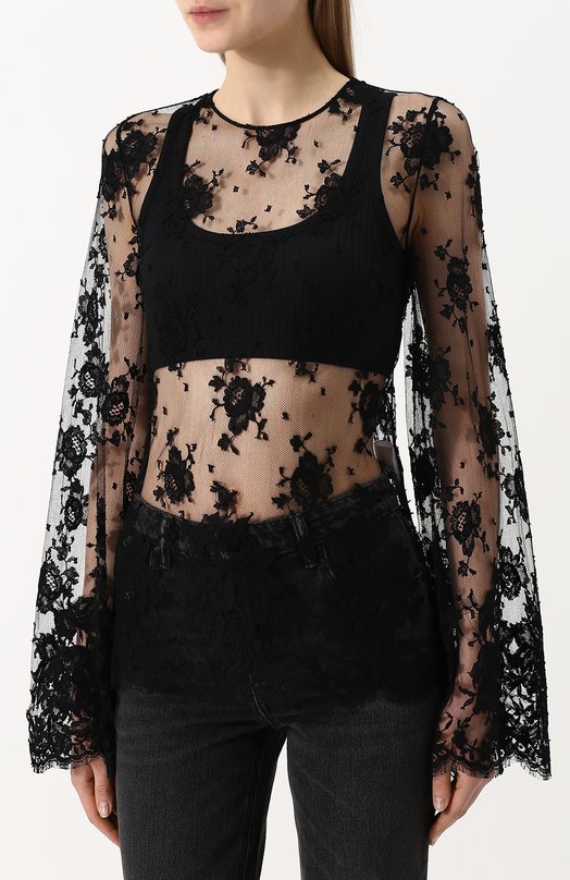 Полупрозрачная кружевная блуза свободного кроя Givenchy 