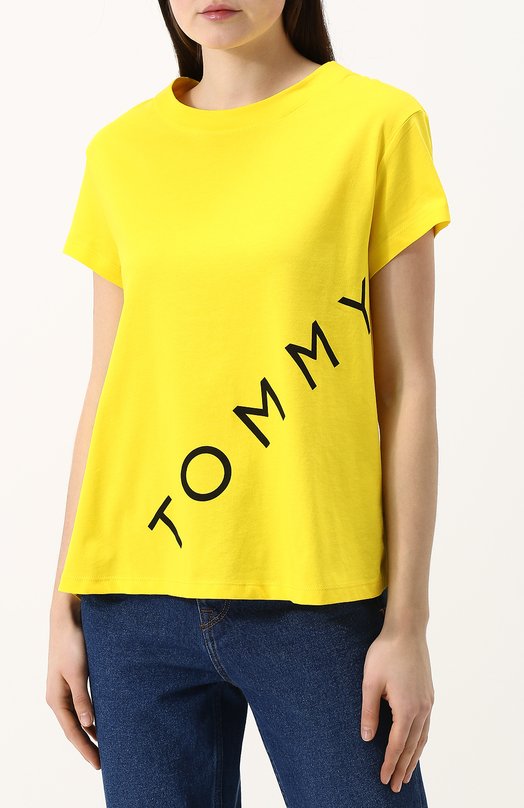 Хлопковая футболка свободного кроя с круглым вырезом Tommy Hilfiger 