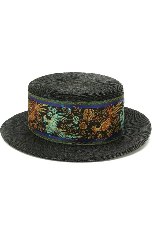 Соломенная шляпа с лентой и вышивкой Philip Treacy 