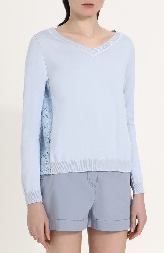 Пуловер с V-образным вырезом и кружевной спинкой Blugirl 