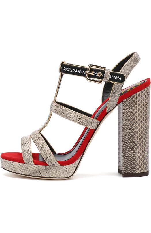 Босоножки Keira из кожи змеи на устойчивом каблуке Dolce&Gabbana 