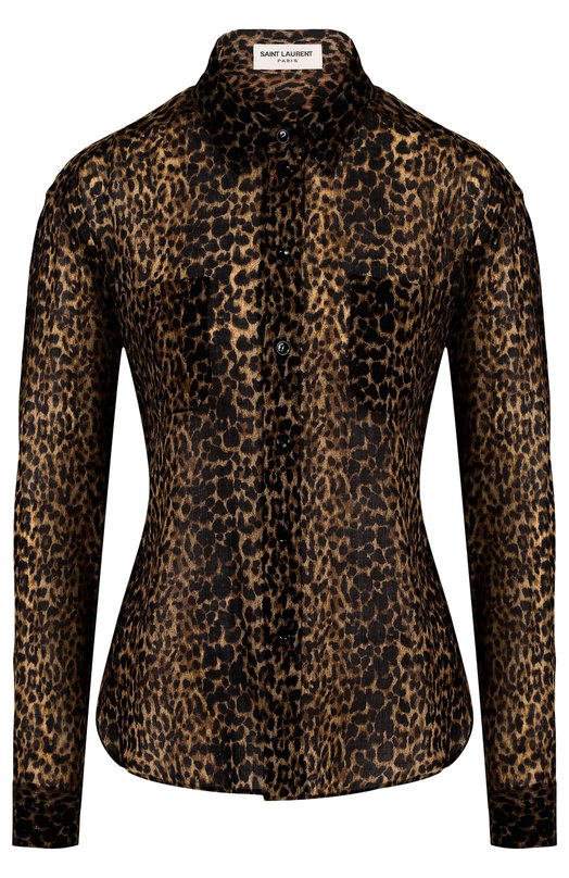Шерстяная блуза с леопардовым принтом Yves Saint Laurent 
