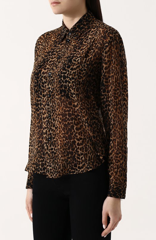 Шерстяная блуза с леопардовым принтом Yves Saint Laurent 