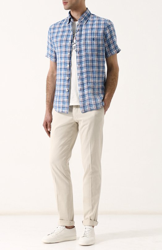 Льняная рубашка с короткими рукавами Polo Ralph Lauren 