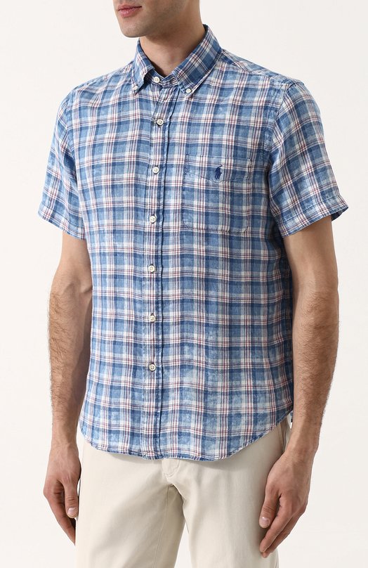 Льняная рубашка с короткими рукавами Polo Ralph Lauren 