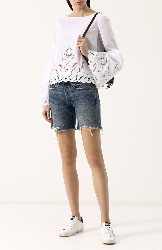 Джинсовые мини-шорты с потертостями Polo Ralph Lauren 