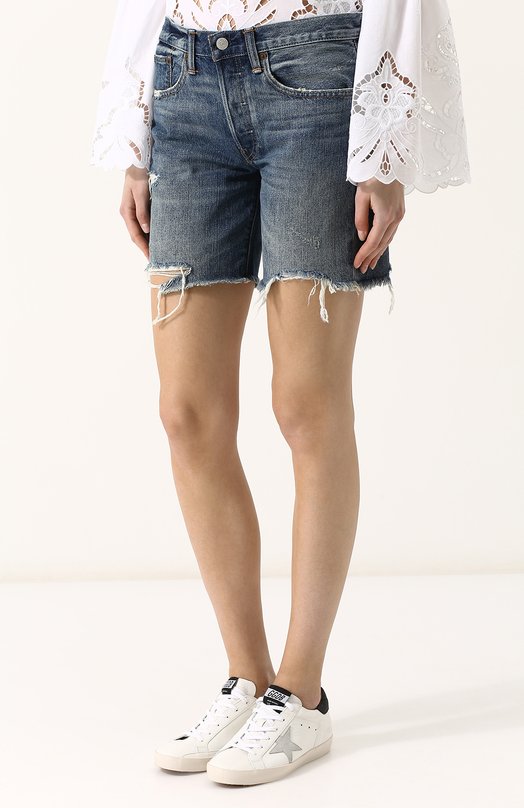 Джинсовые мини-шорты с потертостями Polo Ralph Lauren 
