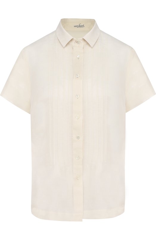 Приталенная льняная блуза с коротким рукавом Van Laack 