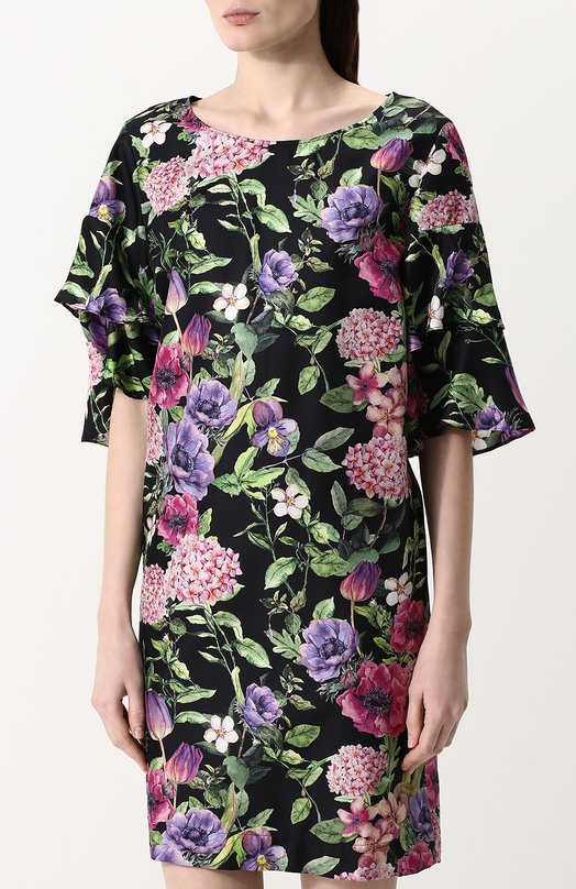 Шелковое мини-платье с цветочным принтом WEILL 