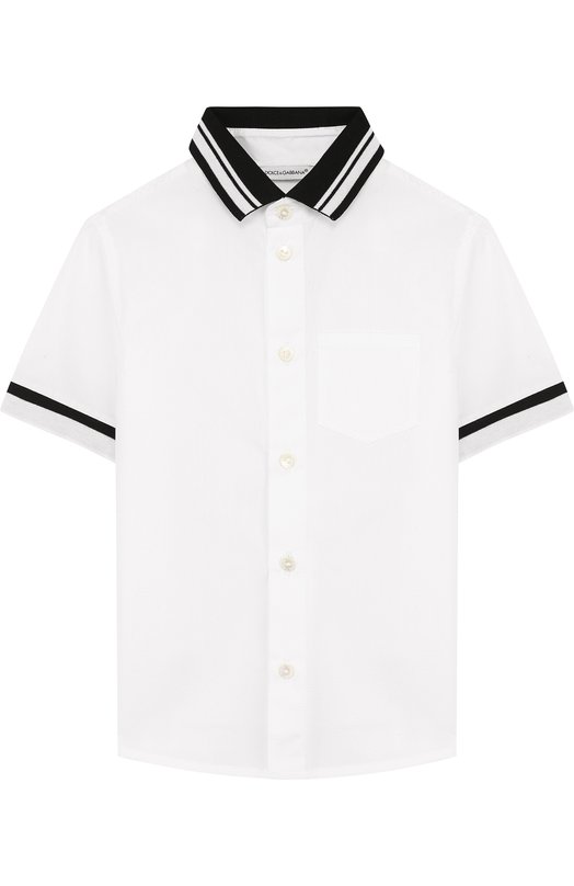 Хлопковая рубашка с контрастной отделкой Dolce&Gabbana 3490374