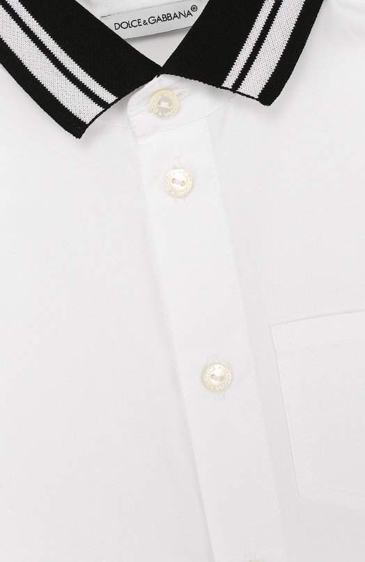 Хлопковая рубашка с контрастной отделкой Dolce&Gabbana 3490374