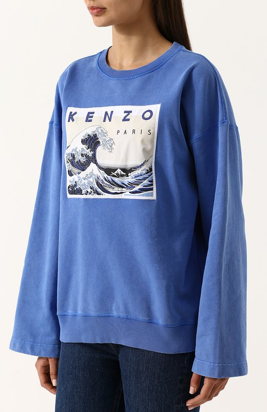 Хлопковый свитшот свободного кроя с логотипом бренда Kenzo 